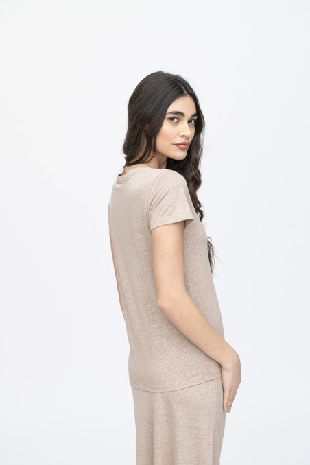 Majestic Filatures |T-shirt scollo a V basica in lino