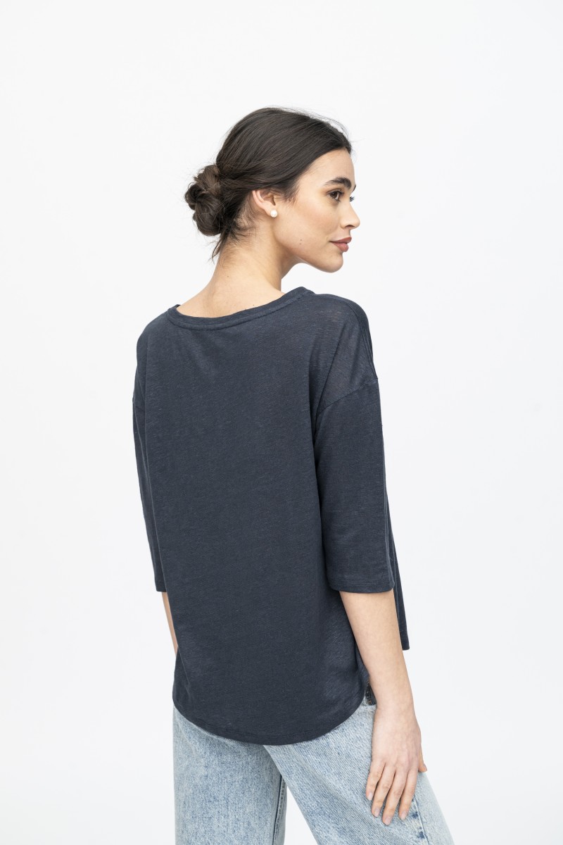 Majestic Filatures | T-shirt maniche ¾ over in lino