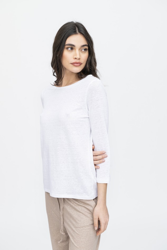 Majestic Filatures | T-Shirt scollo a barchetta regular