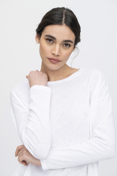 Majestic Filatures | T-shirt girocollo in lino e cotone