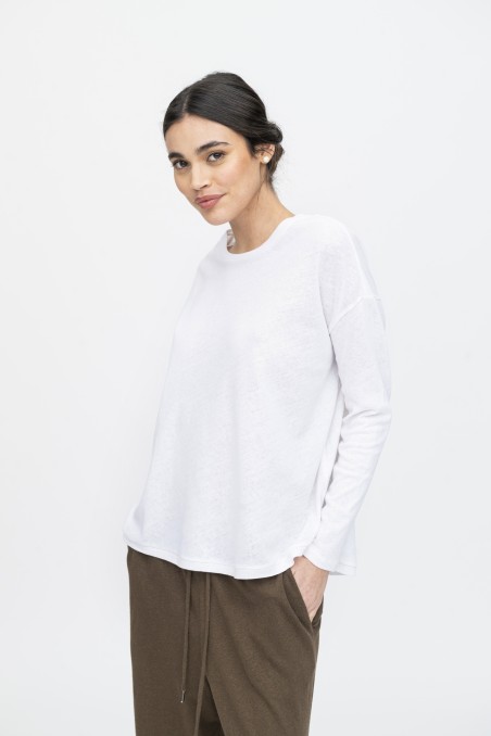 Majestic Filatures | T-shirt girocollo in lino e cotone