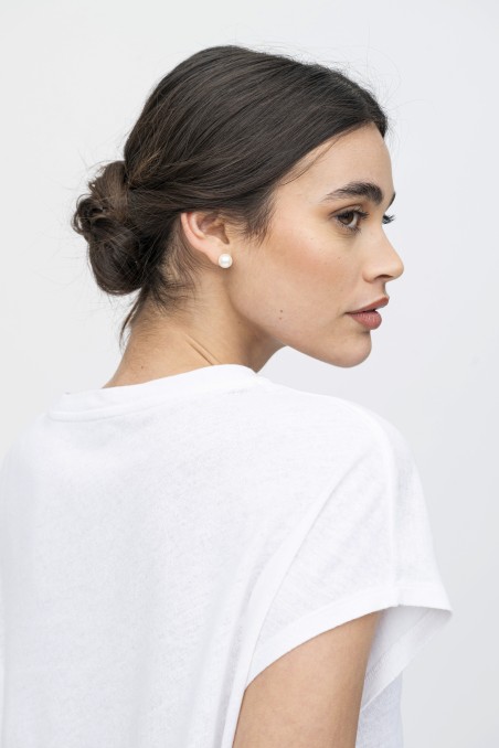 Majestic Filatures | T-shirt scollo a V in lino e cotone