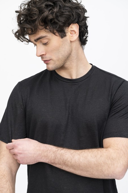 Majestic Filatures | T-Shirt in lino girocollo e manica corta