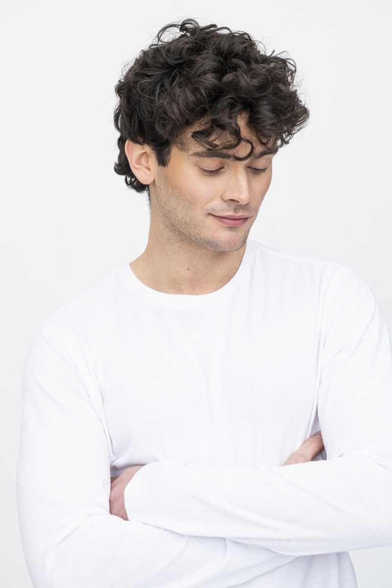 T-shirt girocollo a maniche lunghe in Cotone Deluxe