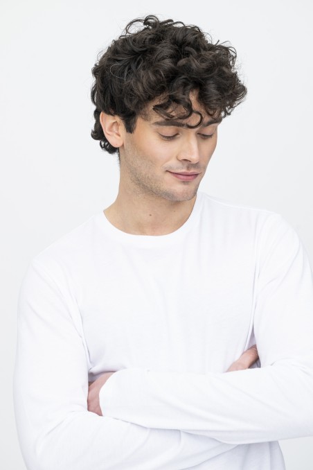 T-shirt girocollo a maniche lunghe in Cotone Deluxe