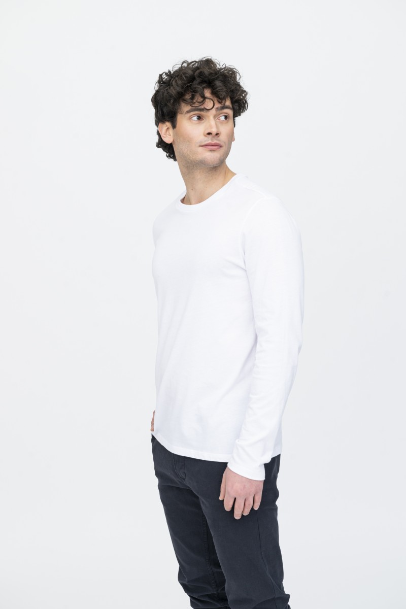 T-shirt girocollo a maniche lunghe in Cotone Deluxe