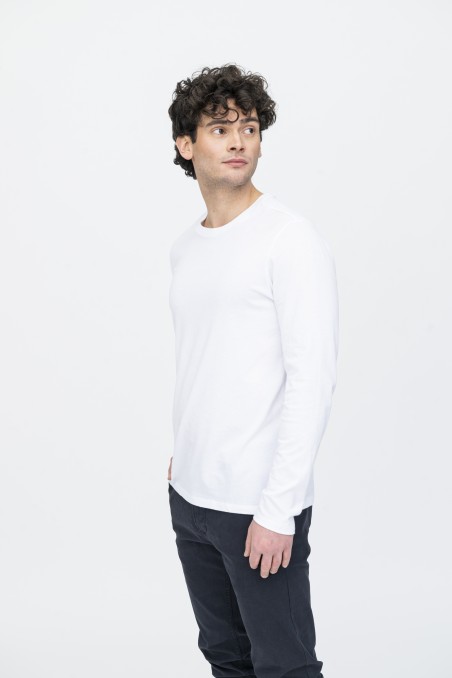 T-shirt girocollo a maniche lunghe in Cotone Deluxe