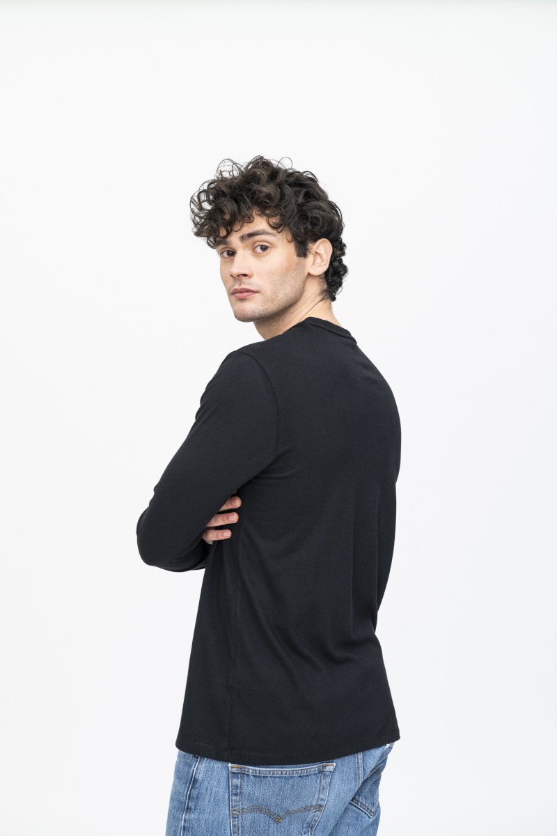 T-shirt girocollo a maniche lunghe in Cotone Deluxe