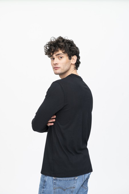 T-shirt girocollo a maniche lunghe in Cotone Deluxe