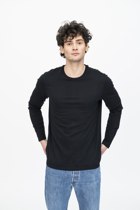 T-shirt girocollo a maniche lunghe in Cotone Deluxe