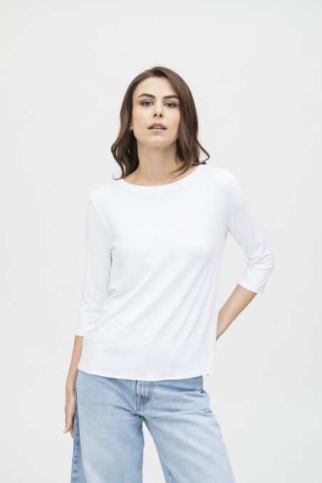 Majestic Filatures | T-shirt scollo a barchetta over in viscosa