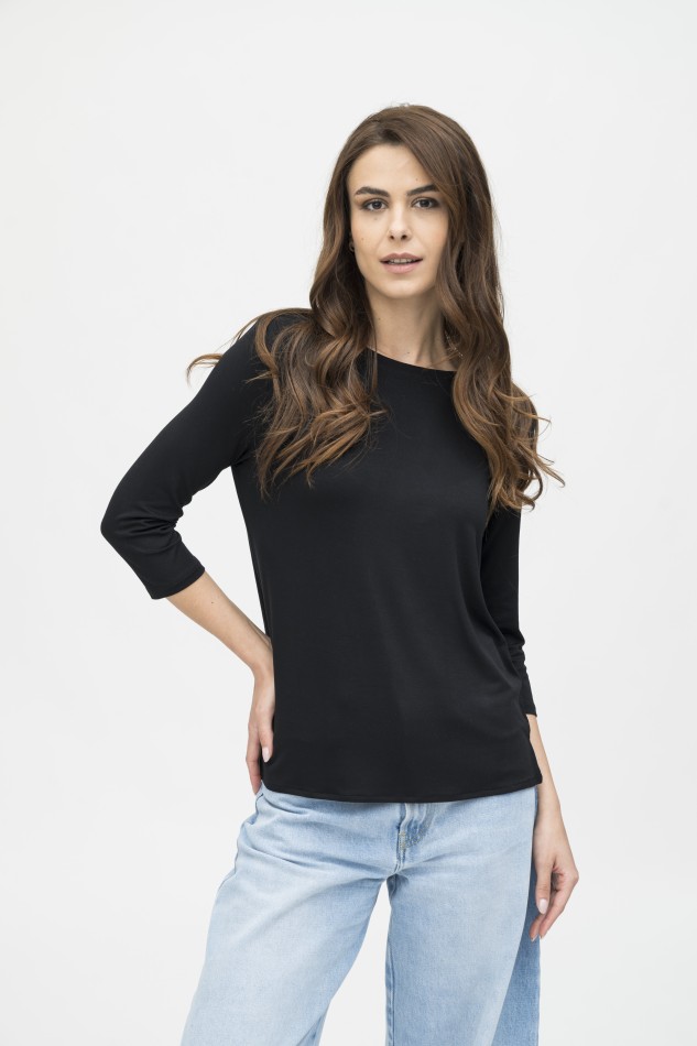 Majestic Filatures | T-shirt scollo a barchetta over in viscosa 2
