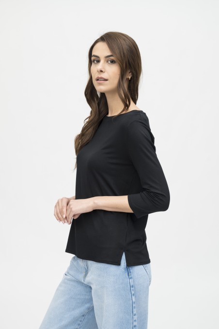 Majestic Filatures | T-shirt scollo a barchetta over in viscosa