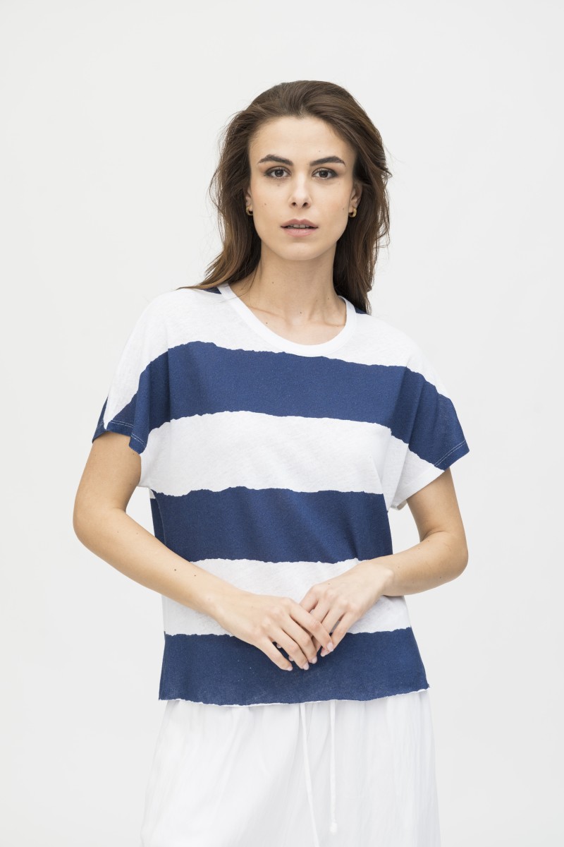 Majestic Filatures | T-shirt manica corta girocollo a righe