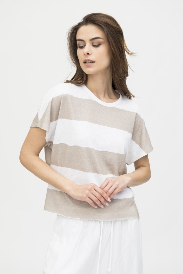 Majestic Filatures | T-shirt manica corta girocollo a righe 2