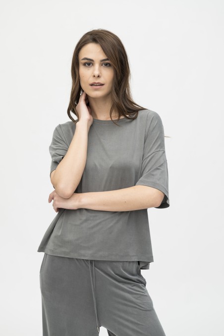 Majestic Filatures |T-shirt over in cupro girocollo