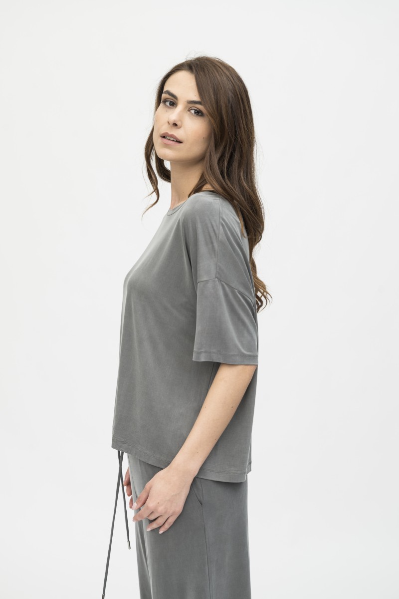Majestic Filatures |T-shirt over in cupro girocollo