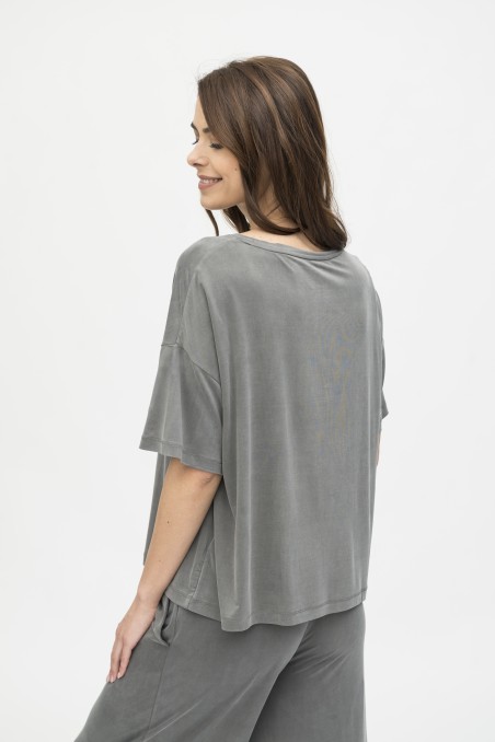Majestic Filatures |T-shirt over in cupro girocollo
