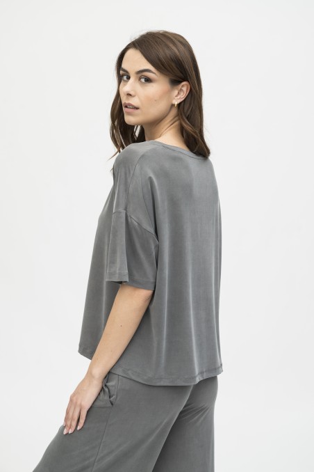 Majestic Filatures |  T-shirt over in cupro scollo a V