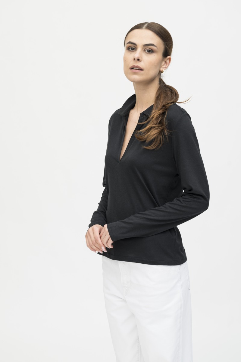 Majestic Filatures | Polo in Lyocell a maniche lunghe