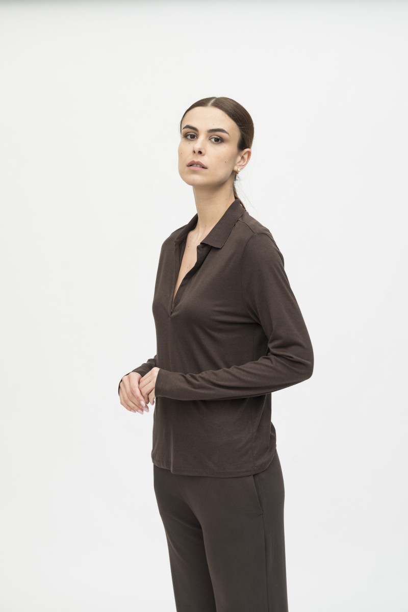 Majestic Filatures | Polo in Lyocell a maniche lunghe