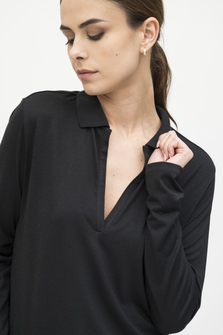 Majestic Filatures | Polo in Lyocell a maniche lunghe