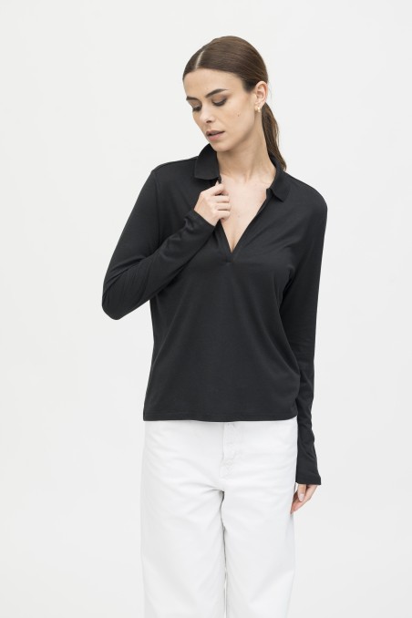 Majestic Filatures | Polo in Lyocell a maniche lunghe