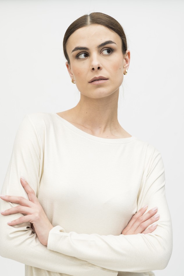 Majestic FIlatures | T-shirt in Lurex con scollo a barca