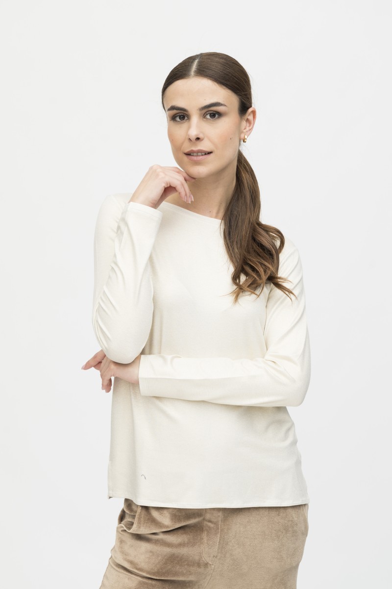 Majestic FIlatures | T-shirt in Lurex con scollo a barca