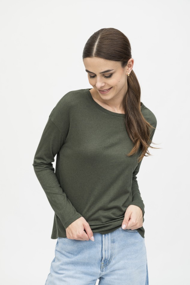 Majestic Filatures | T-shirt scollo a barca in cotone e cashmere 2