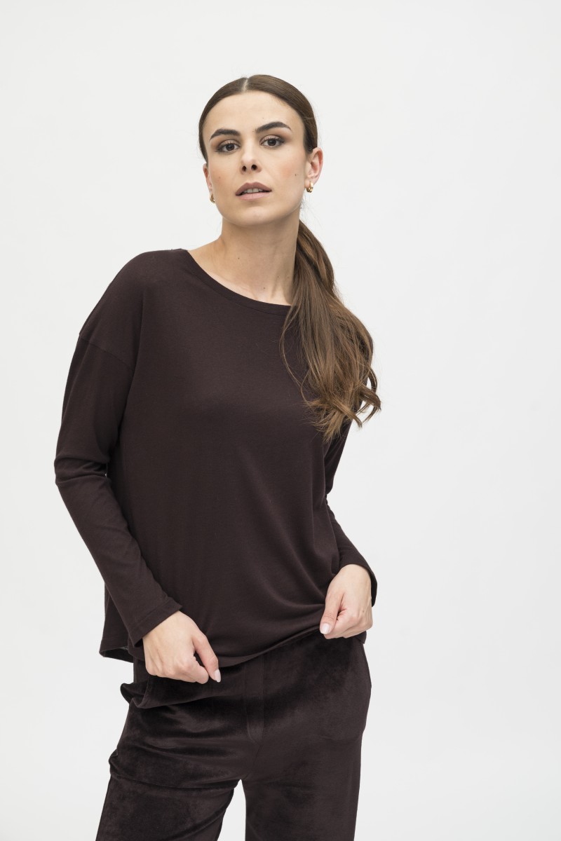 Majestic Filatures | T-shirt scollo a barca in cotone e cashmere