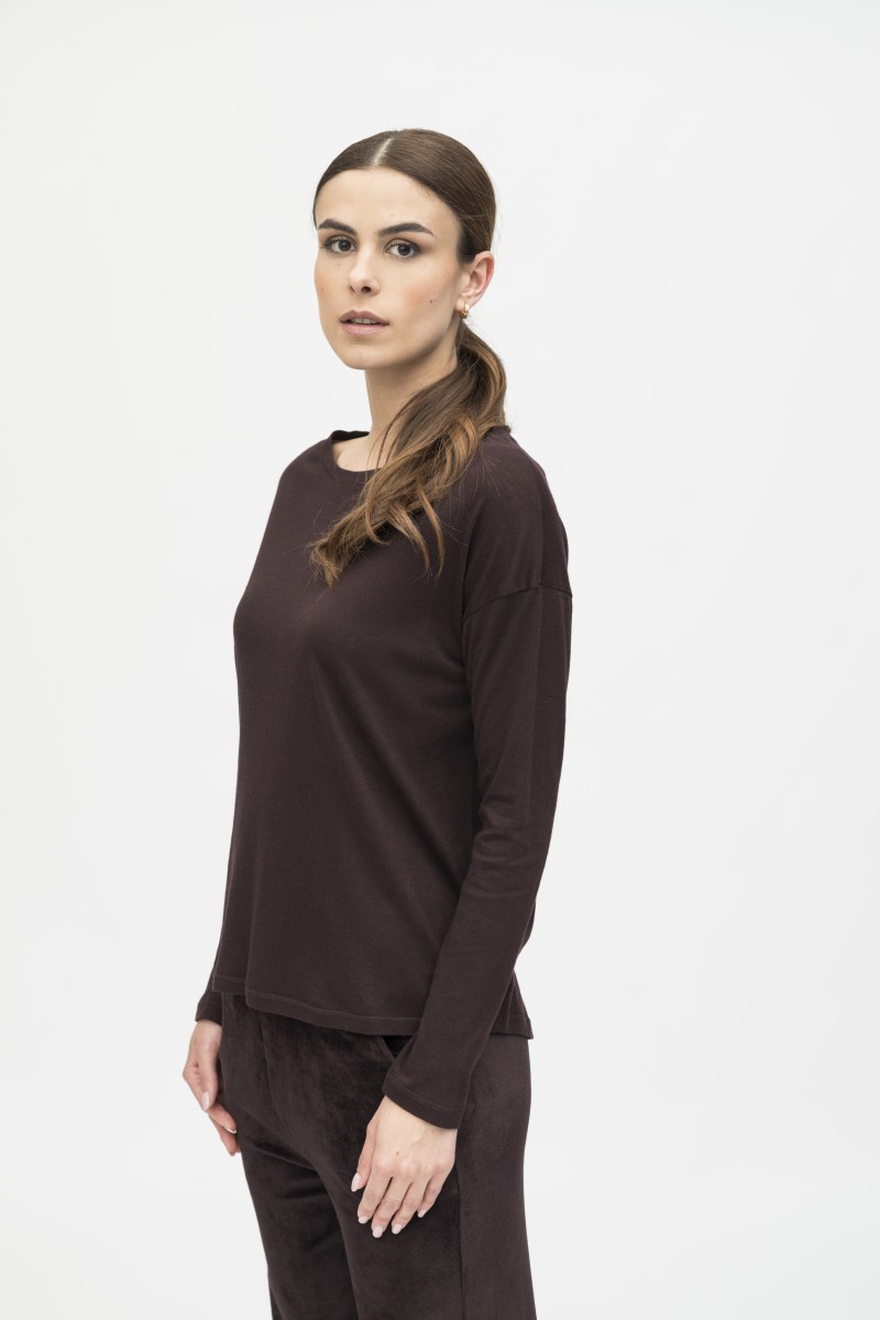 Majestic Filatures | T-shirt scollo a barca in cotone e cashmere