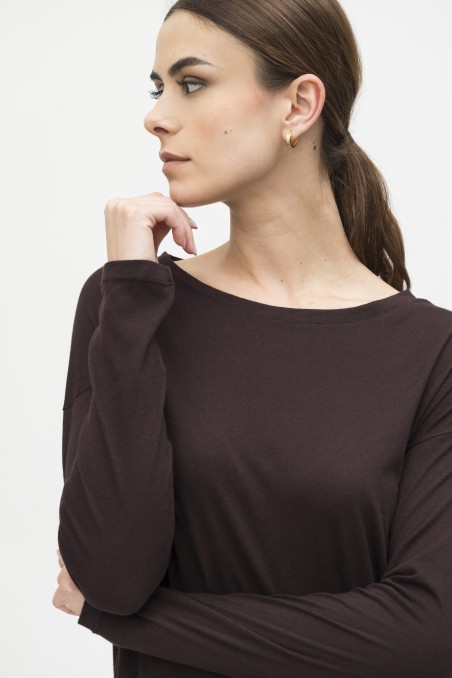 Majestic Filatures | T-shirt scollo a barca in cotone e cashmere