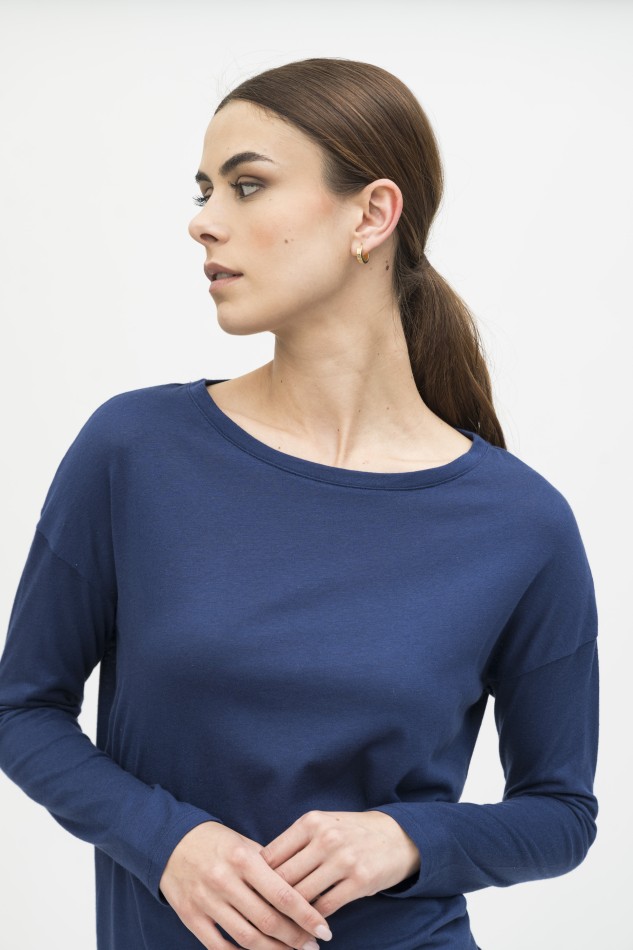 Majestic Filatures | T-shirt scollo a barca in cotone e cashmere 2