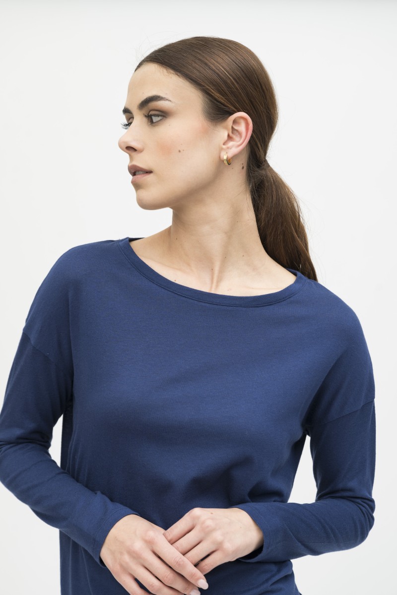 Majestic Filatures | T-shirt scollo a barca in cotone e cashmere