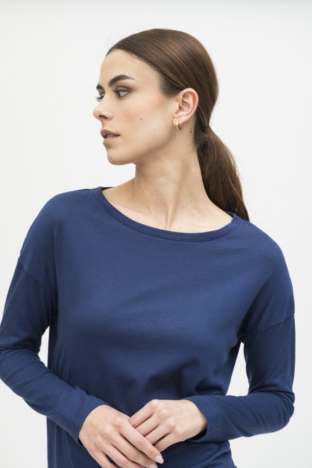 Majestic Filatures | T-shirt scollo a barca in cotone e cashmere