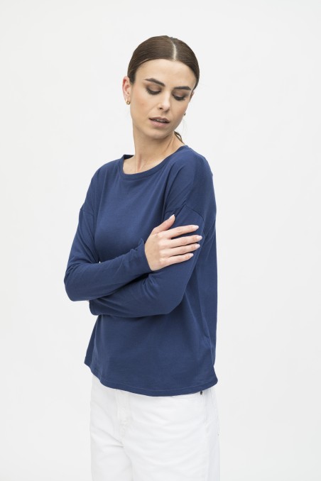 Majestic Filatures | T-shirt scollo a barca in cotone e cashmere