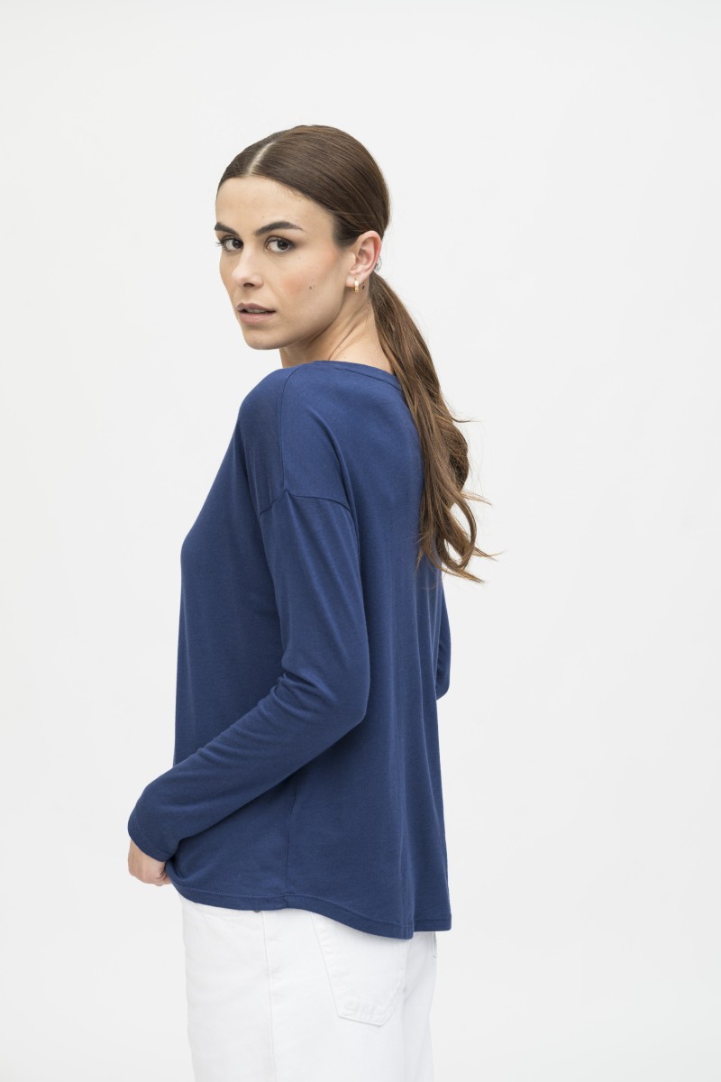 Majestic Filatures | T-shirt scollo a barca in cotone e cashmere