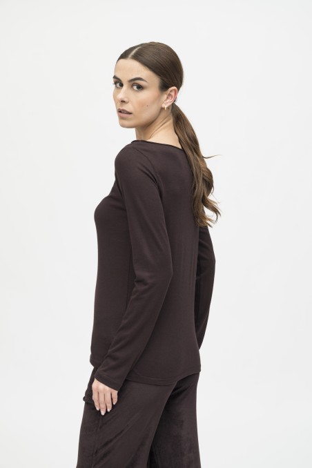 Majestic Filatures | T-shirt scollo a barca slim in cotone e cashmere