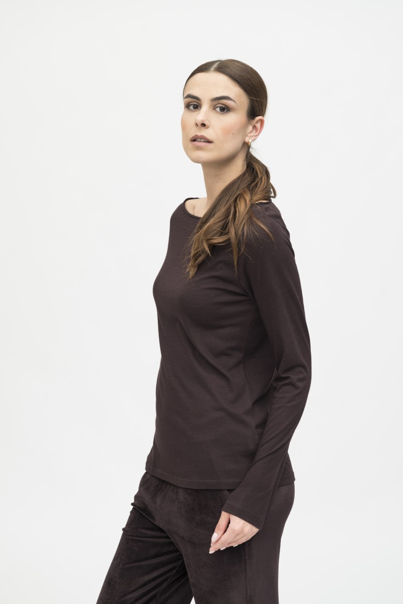 Majestic Filatures | T-shirt scollo a barca slim in cotone e cashmere