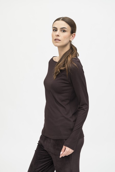 Majestic Filatures | T-shirt scollo a barca slim in cotone e cashmere