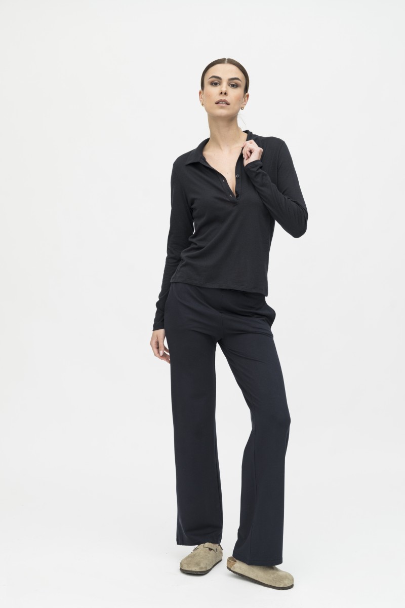 Majestic Filatures | Polo in cotone e cashmere a manica lunga