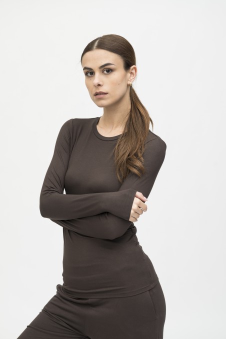Majestic Filatures | T-shirt slim a maniche lunghe in viscosa
