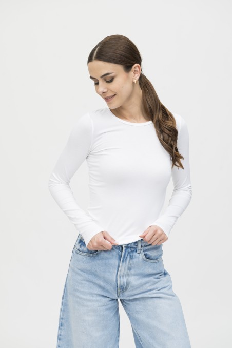 Majestic Fialatures | T-shirt slim a maniche lunghe in viscosa essenziale