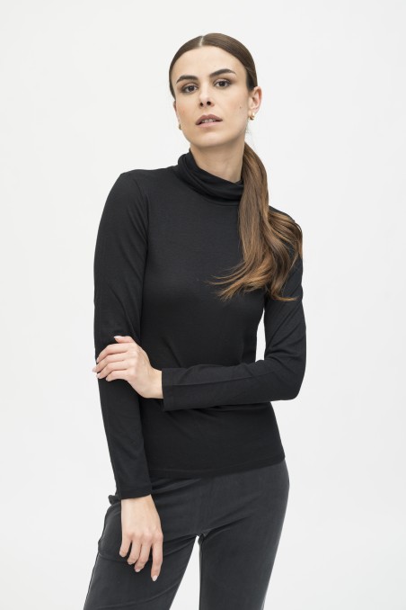 Majestic Filatures| T-shirt dolcevita slim in cotone e cashmere Essenziale