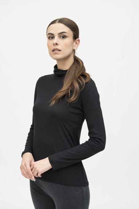 Majestic Filatures| T-shirt dolcevita slim in cotone e cashmere Essenziale