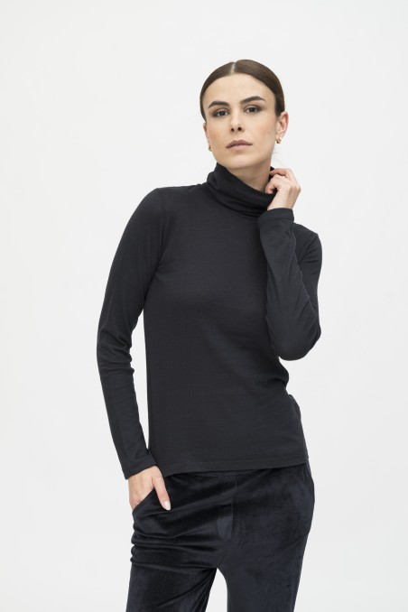 Majestic Filatures| T-shirt dolcevita slim in cotone e cashmere Essenziale