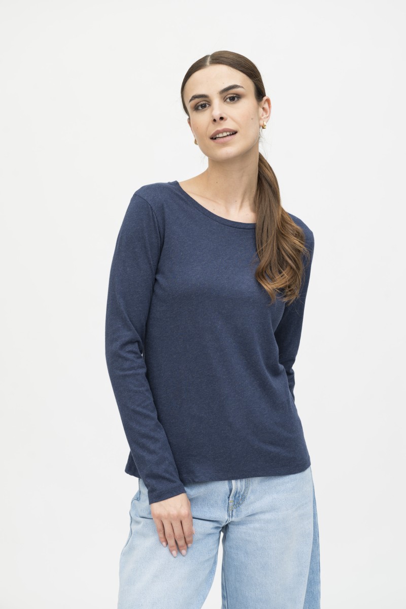 Majestic Filatures | T-shirt basica a maniche lunghe in Cotone Deluxe