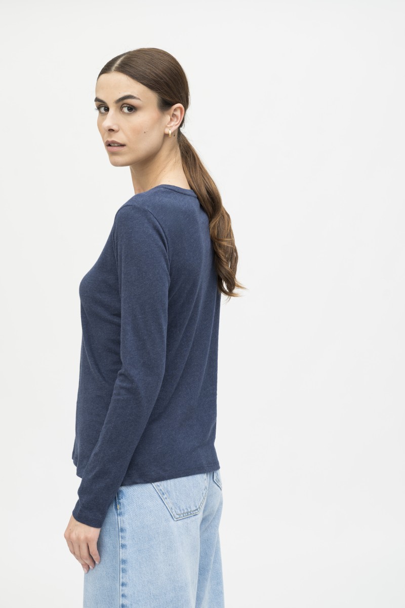 Majestic Filatures | T-shirt basica a maniche lunghe in Cotone Deluxe
