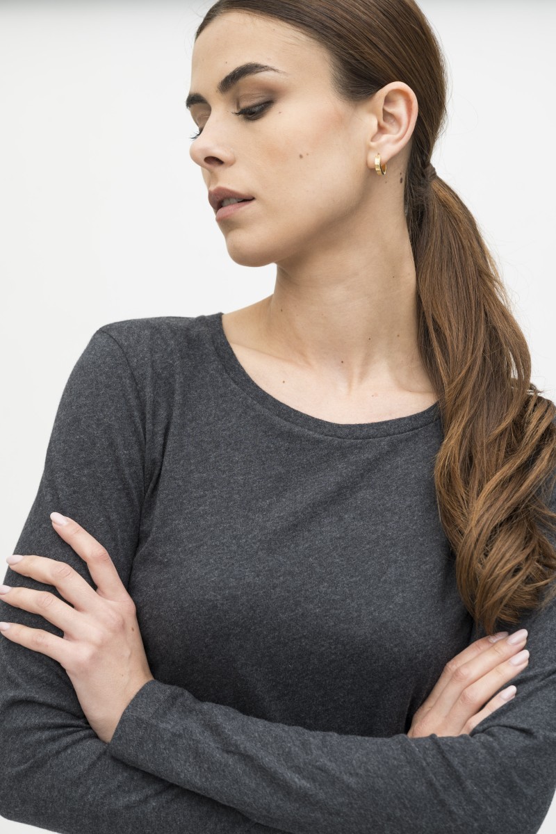Majestic Filatures | T-shirt basica a maniche lunghe in Cotone Deluxe
